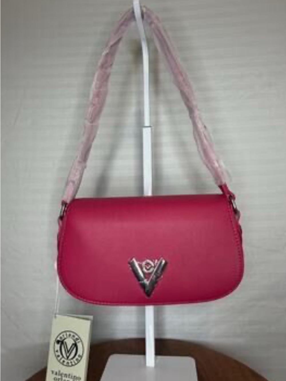 Valentino Orlandi Hot Pink Valero Shoulder Bag with Silver Logo